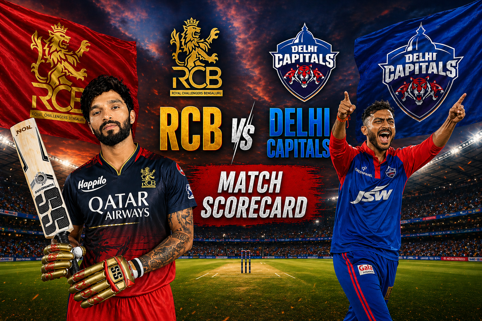 RCB vs Delhi Capitals Match Scorecard