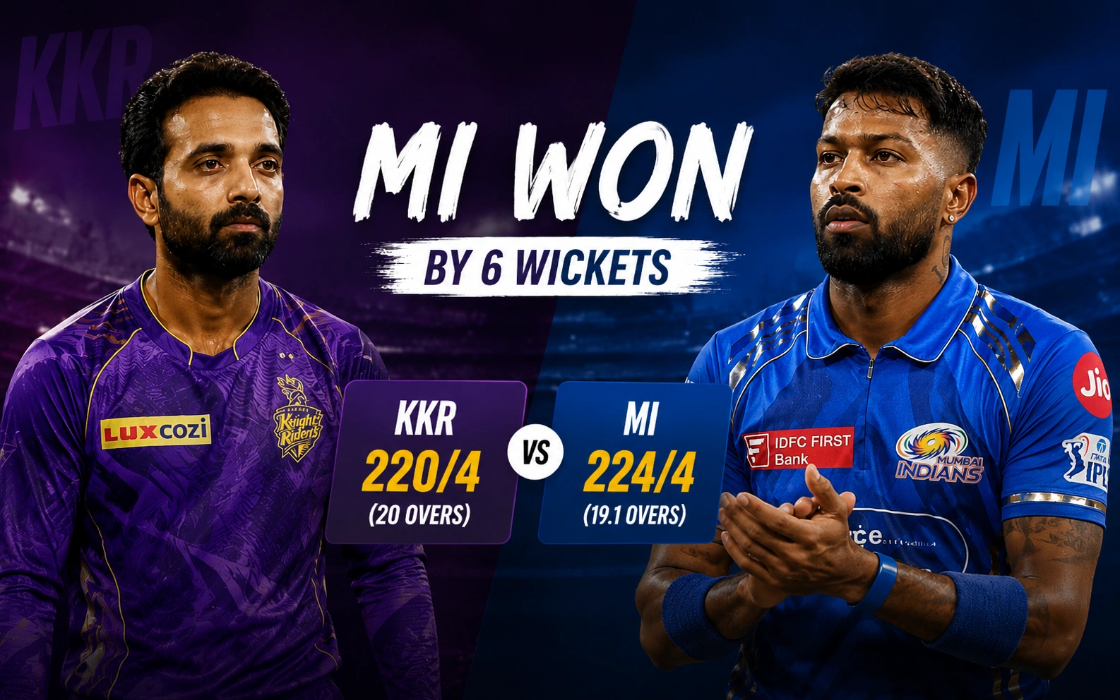 Mumbai Indians vs Kolkata Knight Riders Match Scorecard