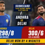 Andhra Cricket Team vs Delhi Cricket Team Match Scorecard: Full Scorecard, Highlights & Key Moments