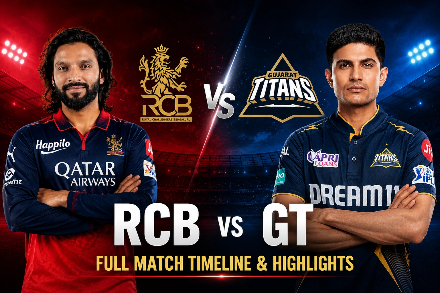 Royal Challengers Bengaluru vs Gujarat Titans Timeline: Complete Match Recap, Scorecard & Highlights