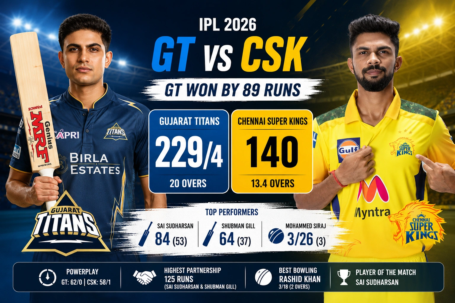 Gujarat Titans vs Chennai Super Kings Match Scorecard