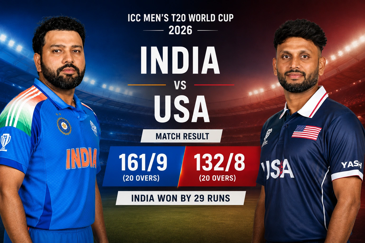 India National Cricket Team vs United States National Cricket Team Match Scorecard: Full Scorecard, Results & Match Highlights